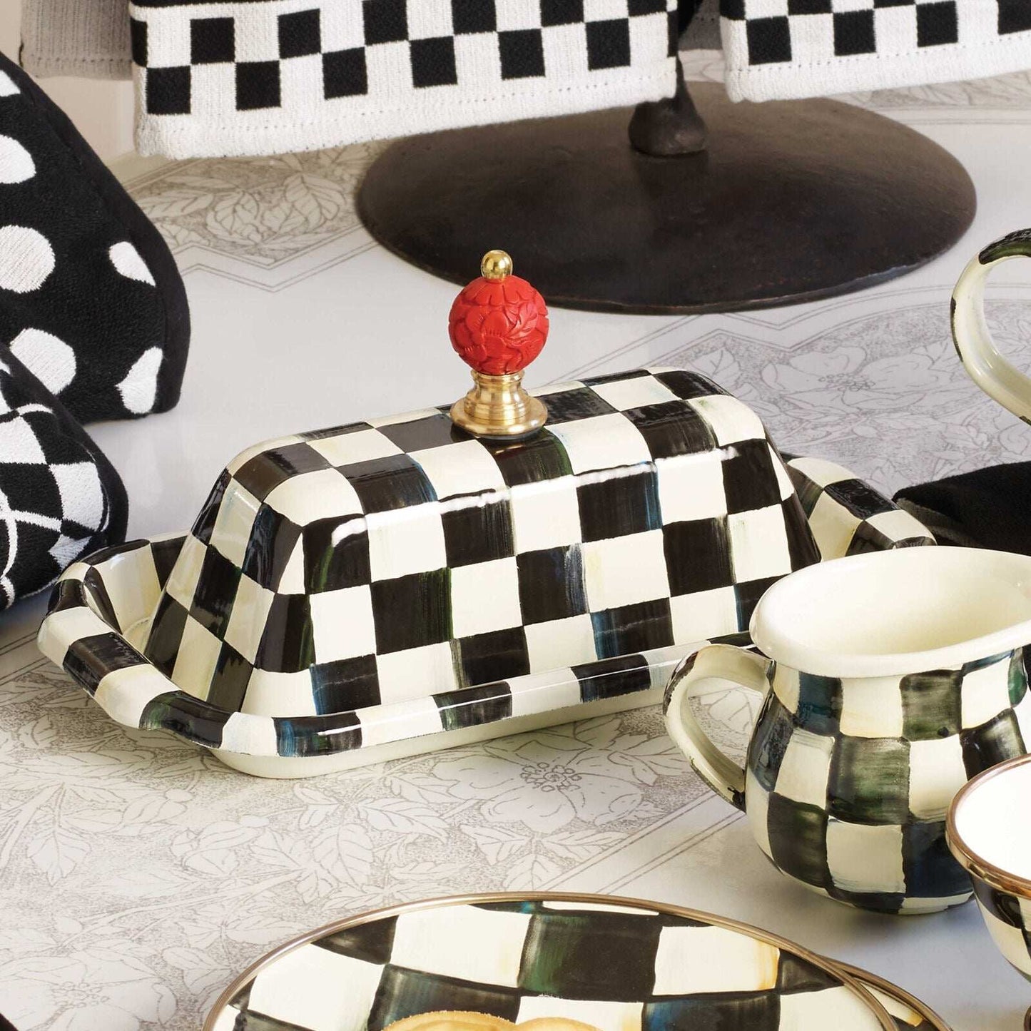 Courtly Check Enamel Butter Box by Mackenzie-Childs
